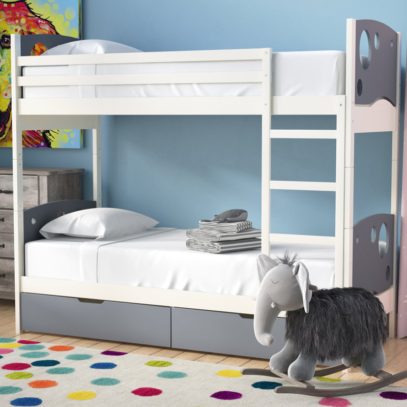 Mack & Milo™ Dulcia Panel Toddler Bunk Bed with Mattress and Drawers Wayfair